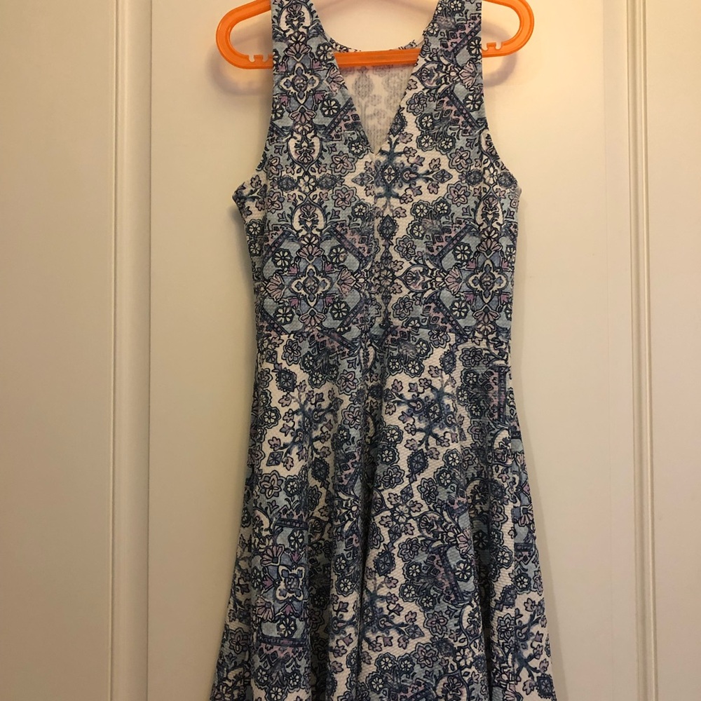 Aeropostale Blue and Pink Embellished Ruffled Sundress